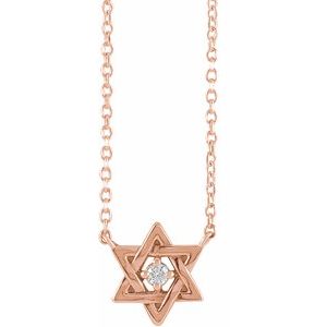 Ladies Natural Diamond Star of David Necklace (I1, G-H) — 14K Rose Gold