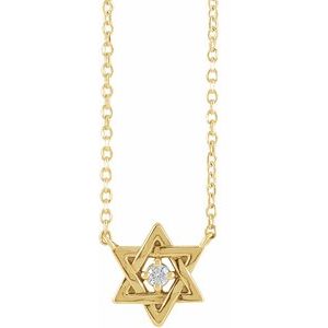 Ladies Natural Diamond Star of David Necklace (I1, G-H) — 14K Yellow Gold