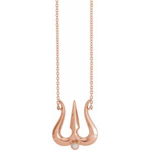 Ladies Natural Diamond Shiva Trishula Necklace (I1, G-H) — 14K Rose Gold