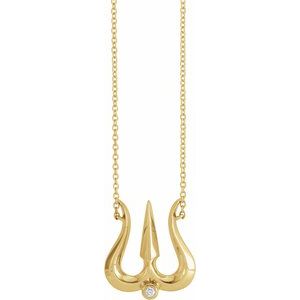 Ladies Natural Diamond Shiva Trishula Necklace (I1, G-H) — 14K Yellow Gold