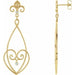 Ladies Natural Diamond Fleur-de-lis Earrings — 14K Yellow Gold