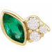 Ladies Natural Emerald Natural Diamond Left Earring — 14K Yellow Gold