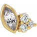 Ladies Natural White Sapphire Natural Diamond Left Earring — 14K Yellow Gold