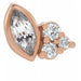 Ladies Natural White Sapphire Natural Diamond Left Earring — 14K Rose Gold