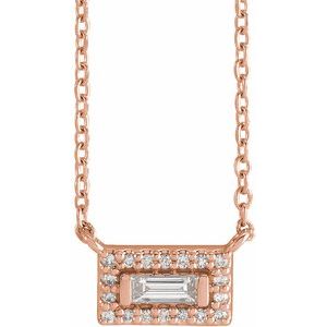 Ladies Natural Diamond Halo-Style Necklace (Si2-Si3, I1, Ghi, G-H) — 14K Rose Gold