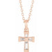 Ladies Natural Diamond Cross Necklace (Si2-Si3, Ghi) — 14K Rose Gold