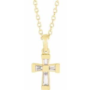 Ladies Natural Diamond Cross Necklace (Si2-Si3, Ghi) — 14K Yellow Gold