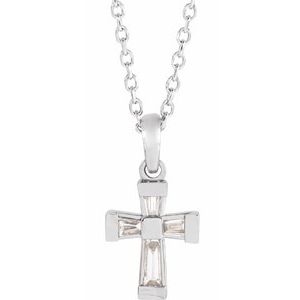 Ladies Natural Diamond Cross Necklace (Si2-Si3, Ghi) — Platinum
