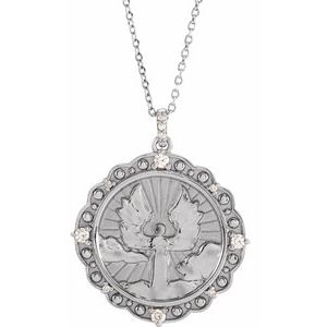 Ladies Natural Diamond Guardian Angel Necklace (I1, G-H) — Sterling Silver