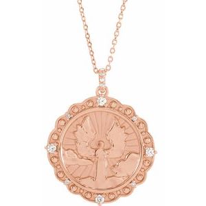 Ladies Natural Diamond Guardian Angel Necklace (I1, G-H) — 14K Rose Gold