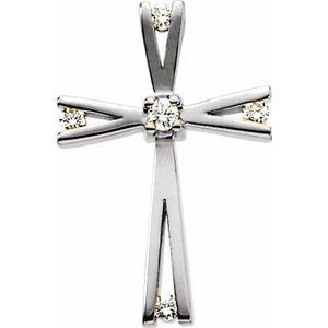 Ladies Natural Diamond Cross Pendant (Si1, G-H) — 14K White Gold