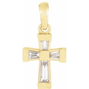Ladies Natural Diamond Cross Pendant (Si2-Si3, Ghi) — 14K Yellow Gold