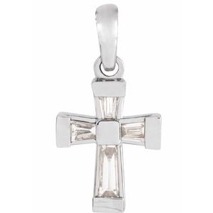 Ladies Natural Diamond Cross Pendant (Si2-Si3, Ghi) — Platinum