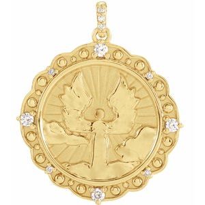 Ladies Natural Diamond Guardian Angel Pendant (I1, G-H) — 14K Yellow Gold