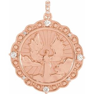Ladies Natural Diamond Guardian Angel Pendant (I1, G-H) — 14K Rose Gold