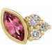 Ladies Natural Pink Tourmaline Natural Diamond Left Earring — 14K Yellow Gold