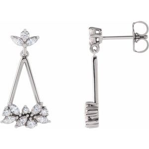 Ladies Natural Diamond Geometric Cluster Earrings — Platinum