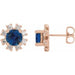 Ladies Natural Blue Sapphire Natural Diamond Earrings — 14K Rose Gold