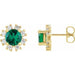 Ladies Natural Emerald Natural Diamond Earrings — 14K Yellow Gold