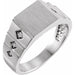 Ladies Natural Diamond 23.5 mm Geometric Signet Ring — 14K White Gold
