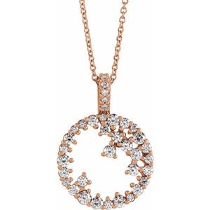 Ladies Natural Diamond Scattered Circle Necklace (I1, G-H) — 14K Rose Gold