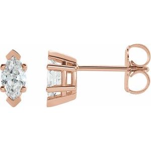 Ladies Natural Diamond Earrings — 14K Rose Gold