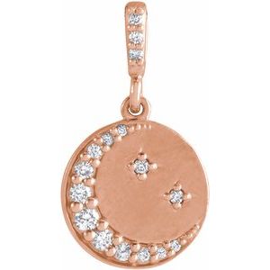 Ladies Natural Diamond Crescent Moon Pendant — 14K Rose Gold