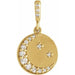 Ladies Natural Diamond Crescent Moon Pendant — 14K Yellow Gold