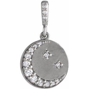 Ladies Natural Diamond Crescent Moon Pendant — Sterling Silver