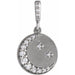 Ladies Natural Diamond Crescent Moon Pendant — Sterling Silver