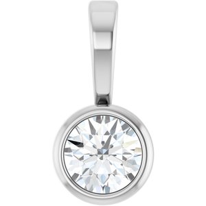 Ladies Natural Diamond Bezel-Set Solitaire Pendant (I1, G-H) — 14K White Gold