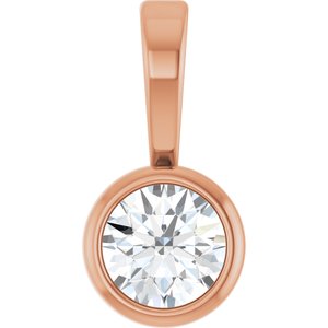 Ladies Natural Diamond Bezel-Set Solitaire Pendant (I1, G-H) — 14K Rose Gold