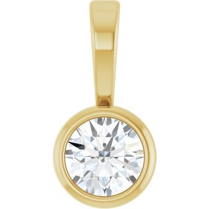 Ladies Natural Diamond Bezel-Set Solitaire Pendant (I1, G-H) — 14K Yellow Gold