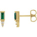 Ladies Natural Green Tourmaline Natural Diamond Bar Earrings — 14K Yellow Gold