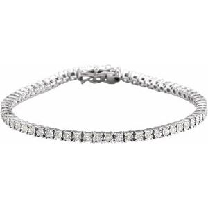 Ladies Natural Diamond Illusion-Set Line Bracelet (I1, G-H) — 14K White Gold