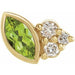 Ladies Natural Peridot Natural Diamond Left Earring — 14K Yellow Gold