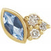 Ladies Natural Aquamarine Natural Diamond Left Earring — 14K Yellow Gold