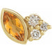 Ladies Natural Citrine Natural Diamond Left Earring — 14K Yellow Gold