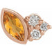 Ladies Natural Citrine Natural Diamond Left Earring — 14K Rose Gold