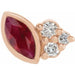 Ladies Natural Ruby Natural Diamond Left Earring — 14K Rose Gold