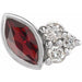 Ladies Natural Mozambique Garnet Natural Diamond Left Earring — Sterling Silver