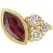 Ladies Natural Mozambique Garnet Natural Diamond Left Earring — 14K Yellow Gold