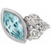 Ladies Natural Blue Zircon Natural Diamond Left Earring — Sterling Silver
