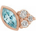 Ladies Natural Blue Zircon Natural Diamond Left Earring — 14K Rose Gold
