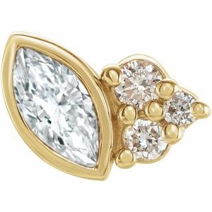 Ladies Natural Diamond Left Earring — 14K Yellow Gold