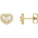 Ladies Natural Diamond Heart Earrings — 14K Yellow Gold