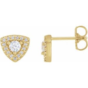 Ladies Natural Diamond Halo-Style Earrings — 14K Yellow Gold