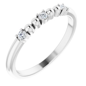 Ladies Natural Diamond Bead Ring (I1, G-H) — Sterling Silver