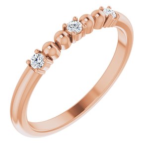 Ladies Natural Diamond Bead Ring (I1, G-H) — 14K Rose Gold