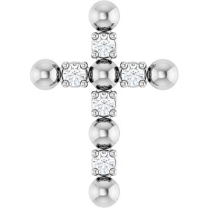 Ladies Natural Diamond Beaded Cross Pendant (I1, G-H) — Sterling Silver